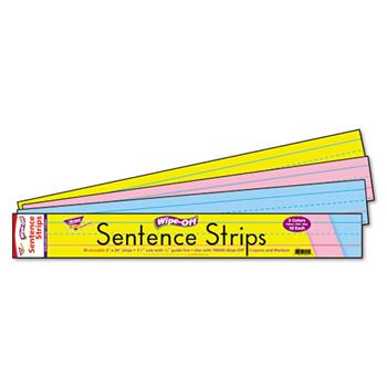 TREND Wipe-Off Sentence Strips, 24 x 3, Blue/Pink, 30/Pack