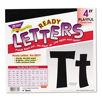 TREND Ready Letters Playful Combo Set, Black, 4&quot;h, 216/Set