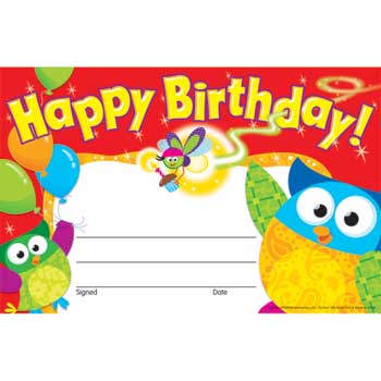 TREND Recognition Awards, Happy Birthday Owls, 30/PK