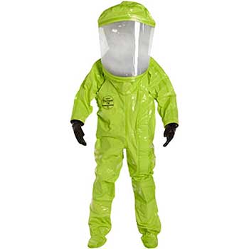DuPont Tychem Protective Coverall, Attached Sock, 2XL, Polyvinyl Chloride, Lime Yellow, 1/CS