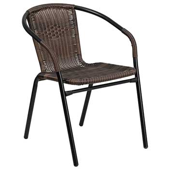 Flash Furniture Dark Brown Rattan Indoor/Outdoor Restaurant Stack Chair
