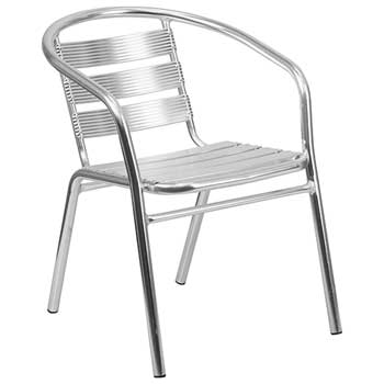 Flash Furniture Heavy Duty Commercial Aluminum Indoor/Outdoor Restaurant Stack Chair with Triple Slat Back