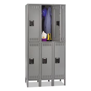 Tennsco Double Tier Locker with Legs, Triple Stack, 36w x 18d x 78h, Medium Gray