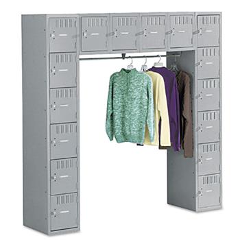 Tennsco Sixteen Box Compartments &amp; Coat Bar, 72w x 18d x 72h, Medium Gray
