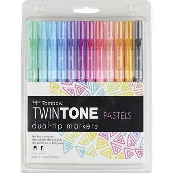 Tombow TwinTone Pastels Dual-Tip Marker Set, 12/Pack