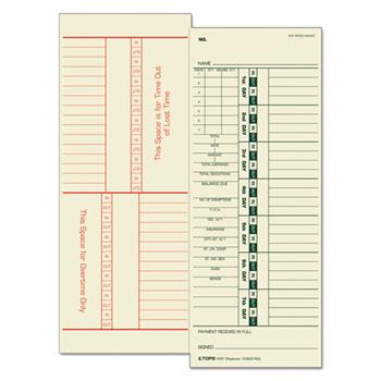 TOPS Time Card for Acroprint/Simplex, Weekly, Two-Sided, 3 1/2 x 9, 500/Box