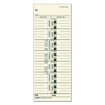 TOPS Time Card for Acroprint/IBM/Lathem/Simplex, Weekly, 3 1/2 x 9, 500/Box