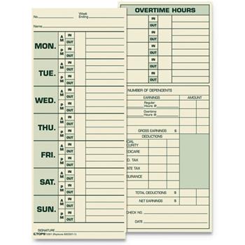 TOPS Time Card for Pyramid Model 331-10, Weekly, Two-Sided, 3 1/2 x 8 1/2, 500/Box