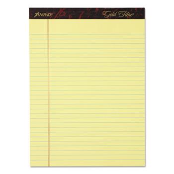 Ampad™ Gold Fibre Writing Pads, Legal/Legal Rule, Ltr, Canary, 4 50-Sheet Pads/Pack