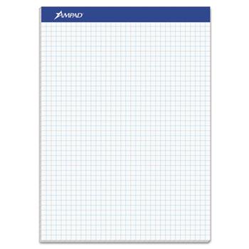 Ampad Double Sheet Perforated Pad, Quadrille Ruled, 8.5&quot; x 11.75&quot;, White Paper, 100 Sheets