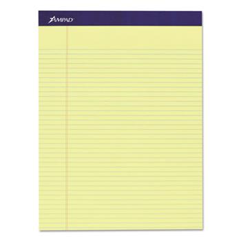 Ampad Pad, Legal Ruled, 8.5&quot; x 11&quot;, Canary Yellow Paper, 50 Sheets/Pad, 4 Pads/Pack