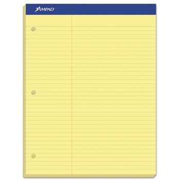 Ampad Double Sheet Perforated Pad, Law Ruled, 8.5&quot; x 11.75&quot;, Canary Yellow Paper, 100 Sheets