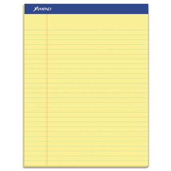 Ampad Recycled Writing Perforated Pads, Ruled, 8.5&quot; x 11.75&quot;, Canary Yellow Paper, 50 Sheets/Pad, 12 Pads