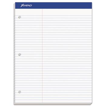 Ampad Double Sheet Micro Perforated Pad, Law Ruled, 8.5&quot; x 11.75&quot;, White Paper, 100 Sheets