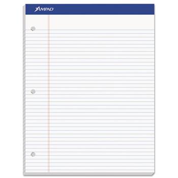 Ampad Double Sheet Pad, Narrow Ruled, 8.5&quot; x 11.75&quot;, White Paper, 100 Sheets