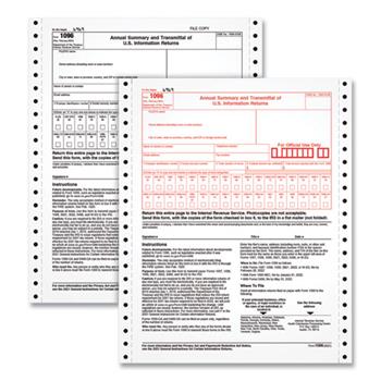 TOPS™ 2021 1096 Summary Transmittal Tax Forms, Two-Part Carbonless, 8&quot; x 11&quot;, 1/Page, 10 Forms