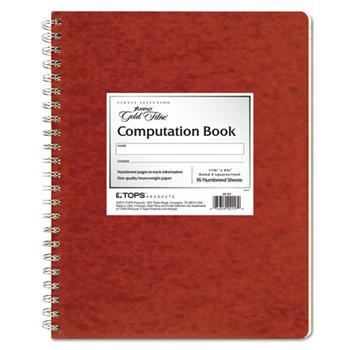 Ampad Computation Book, Quadrille Ruled, 11.75&quot; x 9.25&quot;, Antique Ivory Paper, Red Cover, 76 Sheets