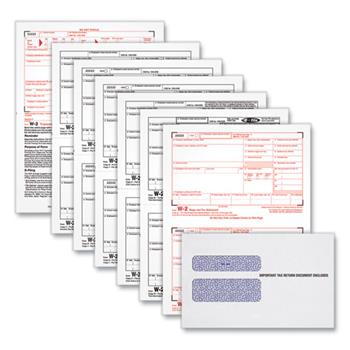 TOPS™ 2022 W-2 Tax Form/Envelope Kits, Six-Part Carbonless, 8.5&quot; x 5.5&quot;, 2/Page, (24) W-2s and (1) W-3, 24/Sets