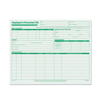 TOPS™ Employee Record File Folders, Straight Cut, Letter, 2-Sided, Green Ink, 20/Pack