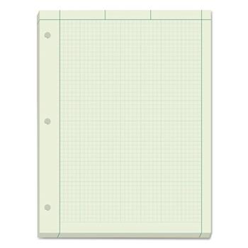 TOPS 3-Hole Punched Engineering Computation Pad, Margin Ruled, 8.5&quot; x 11&quot;, Green Paper, 200 Sheets