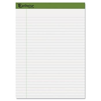 Ampad Earthwise Recycled Writing Pad, Ruled, 8.5&quot; x 11.75&quot;, White Paper, 40 Sheets/Pad, 4 Pads/Pack