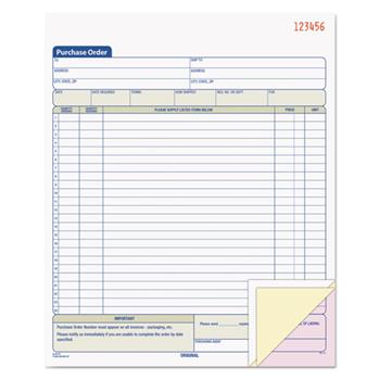 TOPS Purchase Order Book, 8-3/8 x 10 3/16, Three-Part Carbonless, 50 Sets/Book