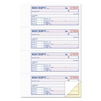 TOPS™ Money and Rent Receipt Books, 2-3/4 x 7 1/8, Two-Part Carbonless, 400 Sets/Book