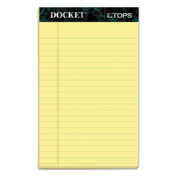 TOPS™ Docket Perforated Pads, Junior Legal Ruled, 5&quot; x 8&quot;, Canary Yellow Paper, 50 Sheets/Pad, 12 Pads