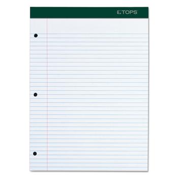 TOPS Double Docket Writing Pad, Ruled, 8.5&quot; x 11.75&quot;, White, 100 Sheets
