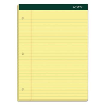 TOPS 3-Hole Punched Double Docket Pads, Legal Ruled, 8.5&quot; x 11.75&quot;, Canary Yellow Paper, 100 Sheets, 6 Pads/Pack