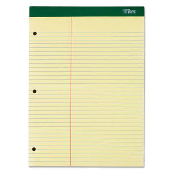 TOPS Double Docket Pad, Ruled, 8.5&quot; x 11.75&quot;, Canary Yellow Paper, 100 Sheets