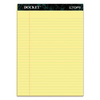 TOPS Docket Perforated Pads, Legal Ruled, 8.5&quot; x 11.75&quot;, Canary Yellow Paper, 50 Sheets/Pads, 12 Pads