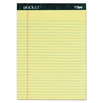 TOPS Docket Ruled Perforated Pads, Legal Ruled, 8.5&quot; x 11.75&quot;, Canary Yellow Paper, 50 Sheets/Pads, 6 Pads/Pack