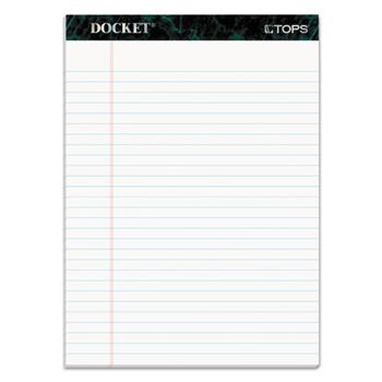 TOPS™ Docket Ruled Perforated Pads, 8 1/2 x 11 3/4, White, 50 Sheets, Dozen