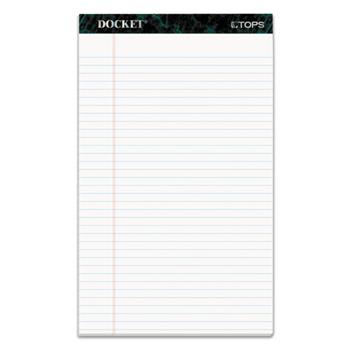 TOPS Docket Perforated Pads, Legal Ruled, 8.5&quot; x 14&quot;, White Paper, 50 Sheets/Pad, 12 Pads