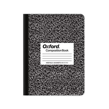 TOPS Composition Book w/ Hardcover, Wide Ruled, 9.75&quot; x 7.5&quot;, White Paper, Black Marble Cover, 100 Sheets