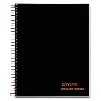 TOPS JEN Action Planner, Ruled, 6.75&quot; x 8.5&quot;, White Paper, Black Cover, 100 Sheets