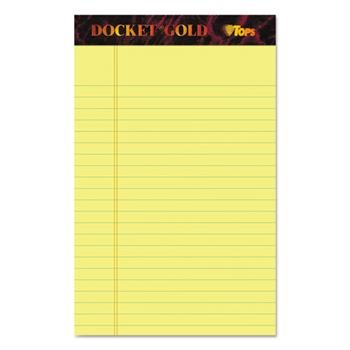 TOPS Docket Perforated Pads, Wide Ruled, 5&quot; x 8&quot;, Canary Yellow Paper, 50 Sheets/Pad, 12 Pads/Pack