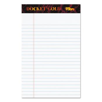 TOPS Docket Perforated Pads, Wide Ruled, 5&quot; x 8&quot;, White Paper, 50 Sheets/Pad, 12 Pads/Pack