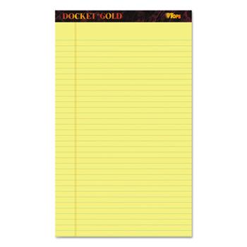 TOPS Docket Perforated Pads, Wide Ruled, 8.5&quot; x 14&quot;, Canary Yellow Paper, 50 Sheets/Pad, 12 Pads/Pack