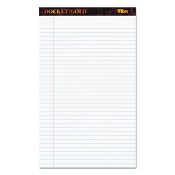 TOPS™ Docket Ruled Perforated Pads, 8 1/2 x 14, White, 50 Sheets, Dozen