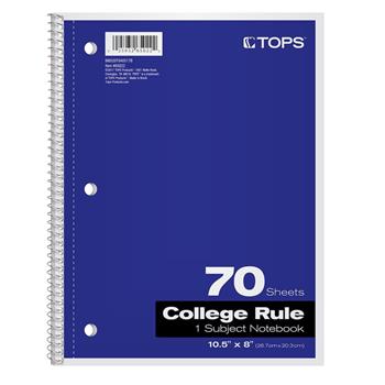 Oxford Notebook, College Ruled, 8&quot; x 10.5&quot;, White Paper, Assorted Covers, 70 Sheets