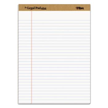 TOPS™ Perforated Pads, Wide Ruled, 8.5&quot; x 11.75&quot;, White Paper, 12 Pads