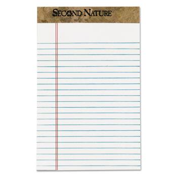 TOPS Second Nature Recycled Pads, Legal Ruled, 5&quot; x 8&quot;, White Paper, 50 Sheet/Pads, 12 Pads