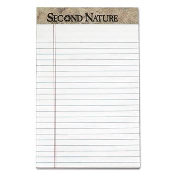 TOPS Second Nature Recycled Pads, Legal Ruled, 5&quot; x 8&quot;, White Paper, 50 Sheets/Pad, 12 Pads
