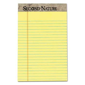 TOPS Second Nature Recycled Pads, Junior Legal Ruled, 5&quot; x 8&quot;, Canary, 50 Sheets/Pad, 12 Pads