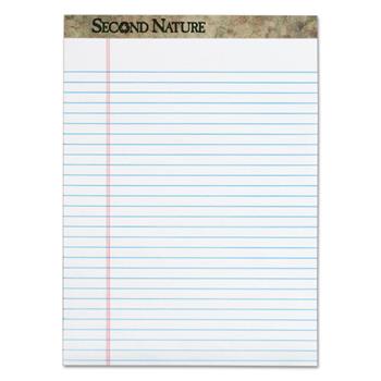 TOPS Second Nature Recycled Pads, Ruled, 8.5&quot; x 11.75&quot;, White Paper, 50 Sheets/Pad, 12 Pads