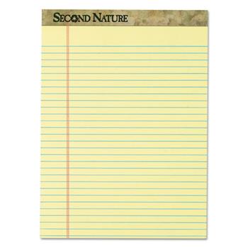 TOPS Second Nature Recycled Pads, Ruled, 8.5&quot; x 11.75&quot;, Canary Yellow Paper, 50 Sheets/Pad, 12 Pads