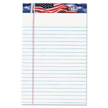 TOPS™ American Pride Writing Pad, Narrow, 5 x 8, White, 50 Sheets, Dozen