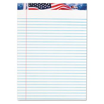 TOPS™ American Pride Writing Pad, Lgl Rule, 8 1/2 x 11 3/4, White, 50 Sheets, Dozen